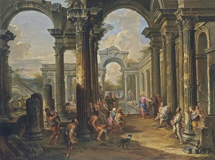 Framed Print : The pool at Bethesda, 1724. Creator: Giovanni Paolo Panini Framed Print : The pool at Bethesda, 1724. Creator: Giovanni Paolo Panini