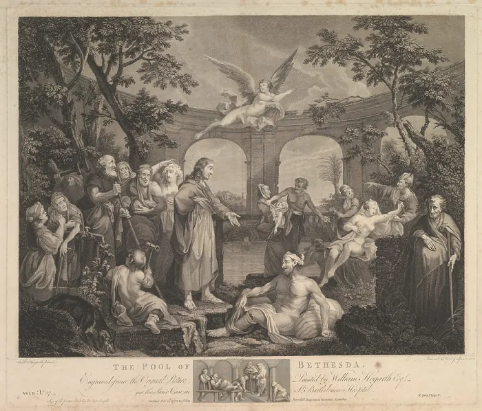 Framed Print : The Pool of Bethesda (St. John, Chapter 5), February 24, 1772. Creators: Simon Francois Ravenet, Victor Marie Picot Framed Print : The Pool of Bethesda (St. John, Chapter 5), February 24, 1772. Creators: Simon Francois Ravenet, Victor Marie Picot