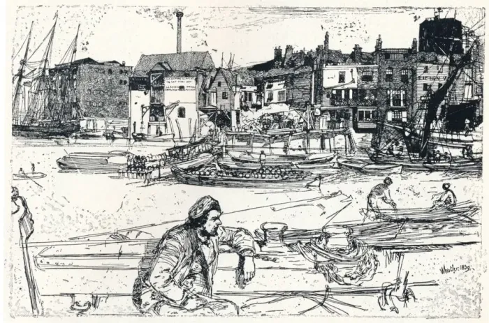 Framed Print : The Pool of London, 1859, (1904). Artist: James Abbott McNeill Whistler Framed Print : The Pool of London, 1859, (1904). Artist: James Abbott McNeill Whistler