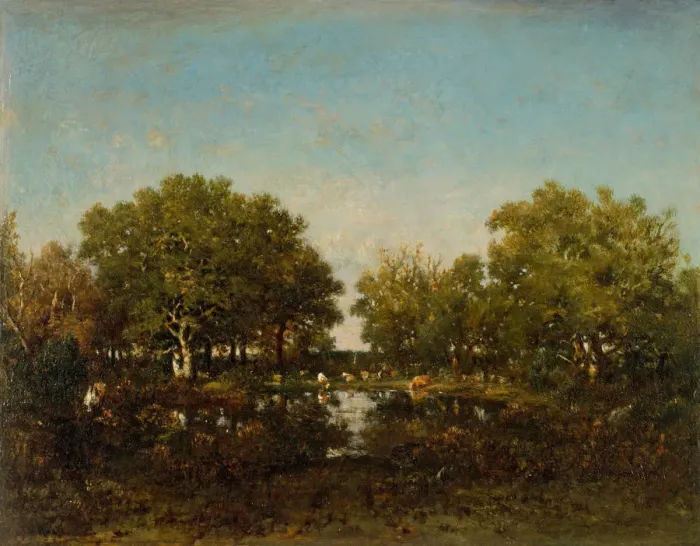 Framed Print : The Pool (Memory of the Forest of Chambord), 1839. Creator: Theodore Rousseau Framed Print : The Pool (Memory of the Forest of Chambord), 1839. Creator: Theodore Rousseau