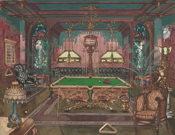 Framed Print : Pool Room, 1890, 1935 / 1942. Creator: Perkins Harnly Framed Print : Pool Room, 1890, 1935 / 1942. Creator: Perkins Harnly
