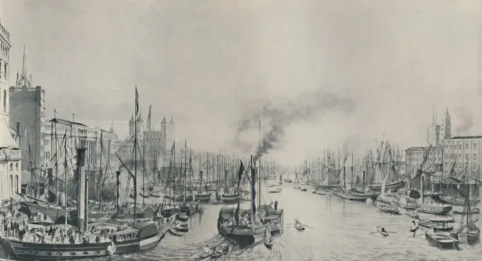 Framed Print : The Pool: Steamer Trips, 1841, (1920). Artist: William Parrott Framed Print : The Pool: Steamer Trips, 1841, (1920). Artist: William Parrott