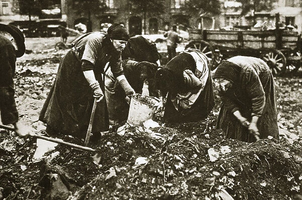 The poor of Berlin rummaging in refuse heaps, Germany, c1914-c1918