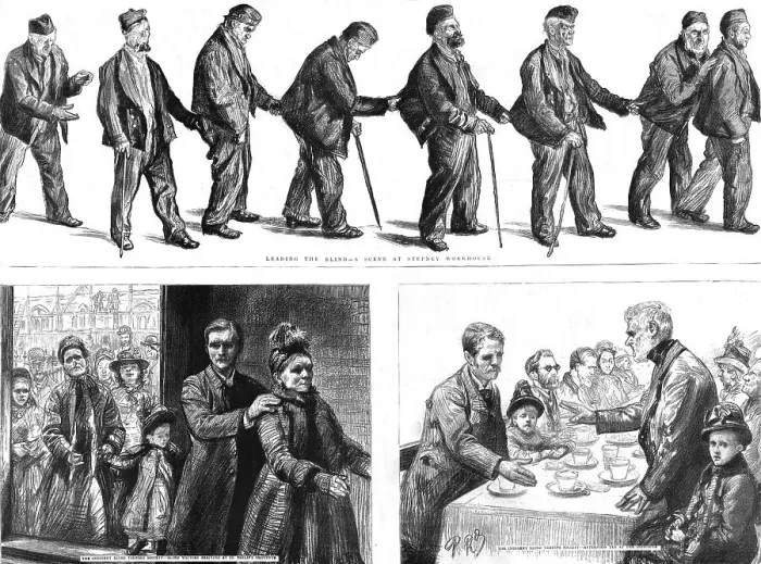 Framed Print : The Poor Blind at the East End; Stepney Workhouse and St.Philip's Institute, 1890. Creator: Paul Charles Renouard Framed Print : The Poor Blind at the East End; Stepney Workhouse and St.Philip's Institute, 1890. Creator: Paul Charles Renouard