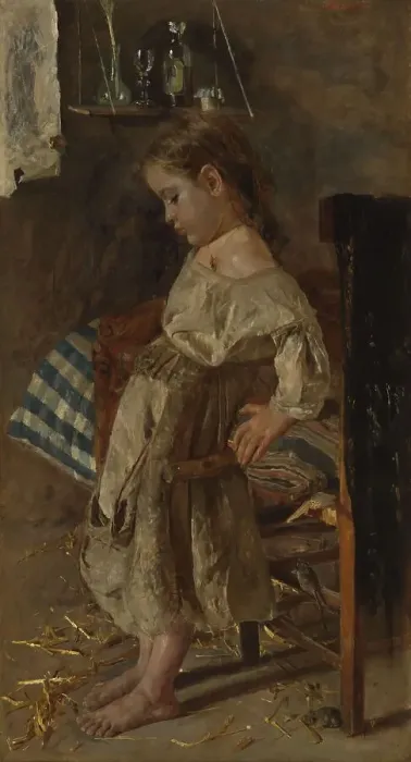 Framed Print : The poor child, 1880-1897. Creator: Antonio Mancini Framed Print : The poor child, 1880-1897. Creator: Antonio Mancini