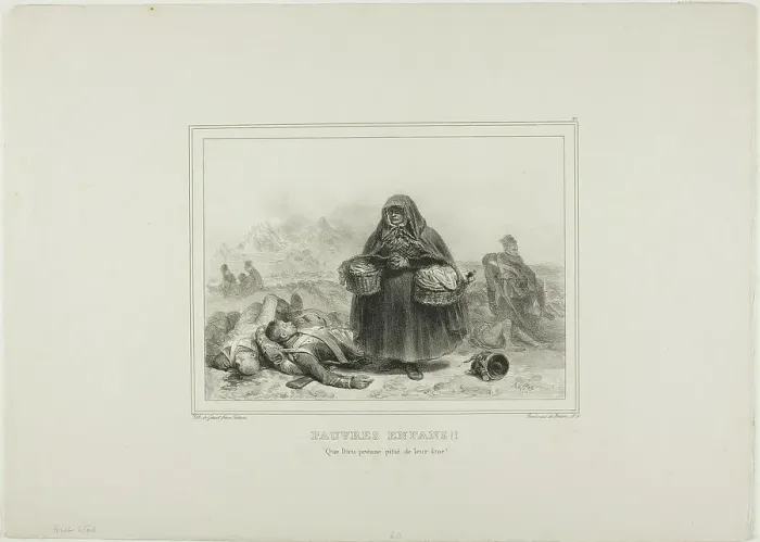 Framed Print : Poor Children!! May God take pity on their souls!, 1834. Creator: Auguste Raffet Framed Print : Poor Children!! May God take pity on their souls!, 1834. Creator: Auguste Raffet
