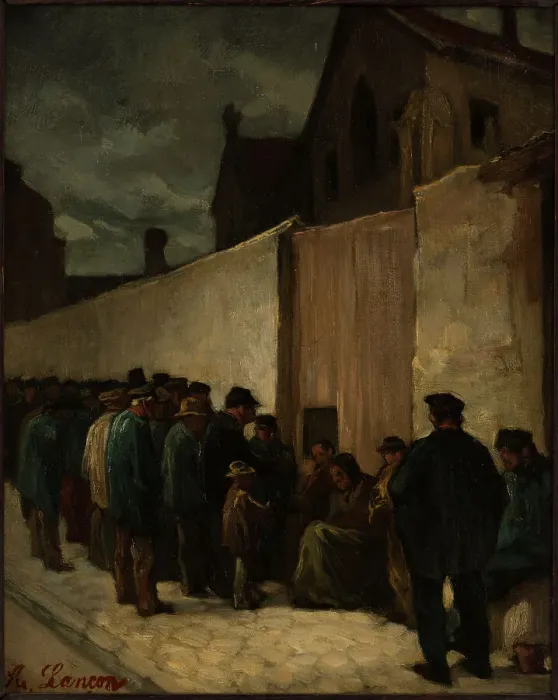 Framed Print : The Poor at the corner of rue de la Sante, in 1869. Creator: Auguste-Andre Lancon Framed Print : The Poor at the corner of rue de la Sante, in 1869. Creator: Auguste-Andre Lancon