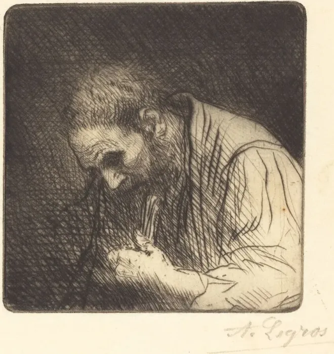 Framed Print : Poor Man (Pauvre homme). Creator: Alphonse Legros Framed Print : Poor Man (Pauvre homme). Creator: Alphonse Legros