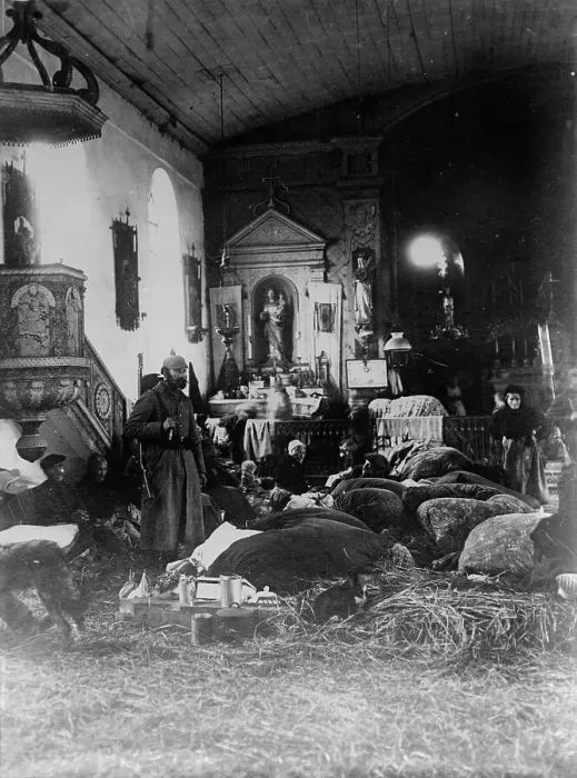 Framed Print : Poor in North France sleeping in church, between 1914 and c1915. Creator: Bain News Service Framed Print : Poor in North France sleeping in church, between 1914 and c1915. Creator: Bain News Service
