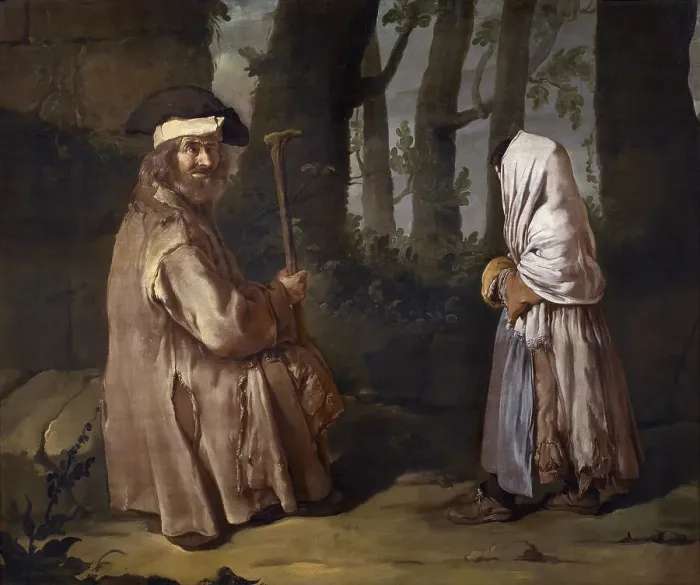 Framed Print : Two poor people in a wood (The meeting in the wood), ca 1730. Creator: Ceruti, Giacomo Antonio (1698-1767) Framed Print : Two poor people in a wood (The meeting in the wood), ca 1730. Creator: Ceruti, Giacomo Antonio (1698-1767)
