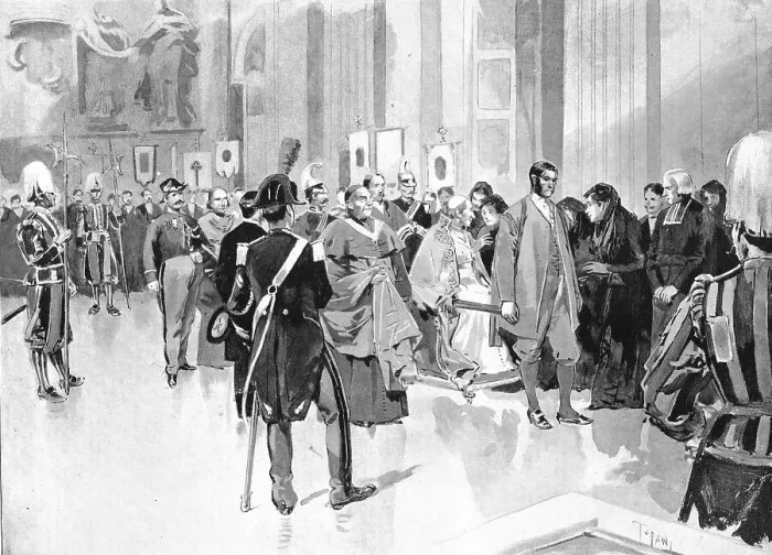 Framed Print : The Pope Blessing the French Pilgrims in Rome, 1891. Creator: Unknown Framed Print : The Pope Blessing the French Pilgrims in Rome, 1891. Creator: Unknown