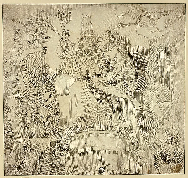 Pope Embraced by Devil, n.d. Creator: Unknown