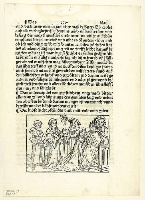 Framed Print : A Pope Installing a Bishop from Speculu humane vite (Mirror of Human Life), Plate 7... 1929. Creators: Unknown, Peter Berger, Rodrigo Sánchez de Arévalo, Wilhelm Ludwig Schreiber Framed Print : A Pope Installing a Bishop from Speculu humane vite (Mirror of Human Life), Plate 7... 1929. Creators: Unknown, Peter Berger, Rodrigo Sánchez de Arévalo, Wilhelm Ludwig Schreiber