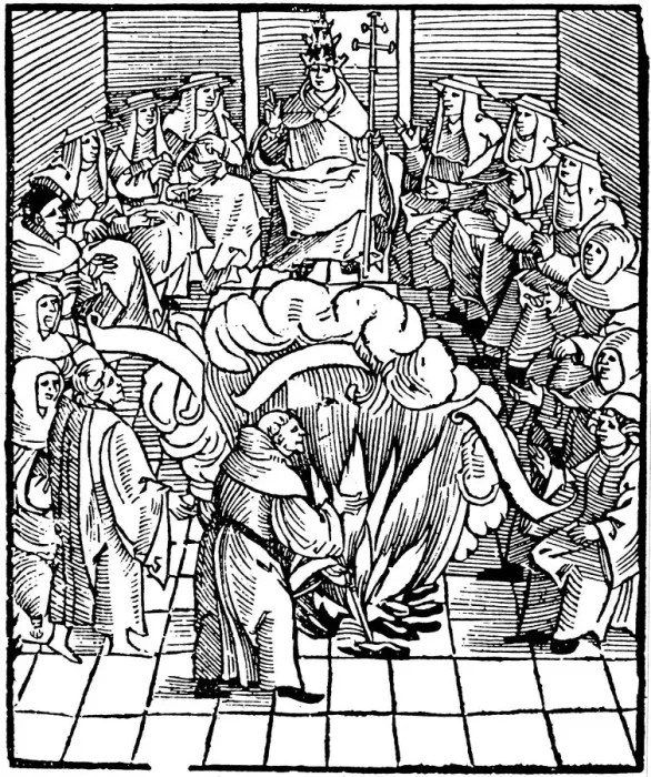 Framed Print : Pope Leo X supervising the burning of Martin Luthors books, 1521 Framed Print : Pope Leo X supervising the burning of Martin Luthors books, 1521