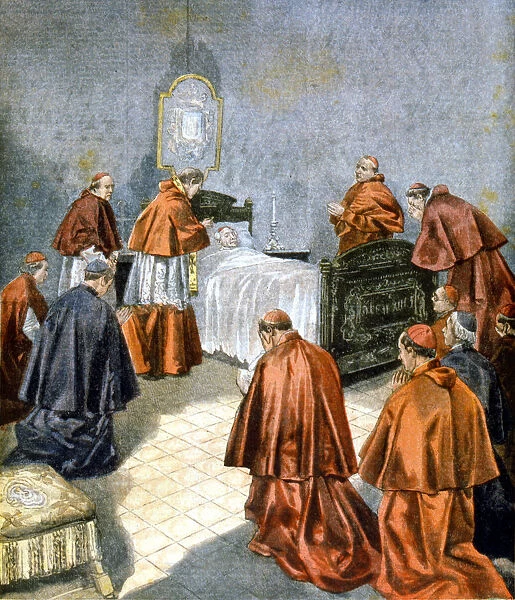 Pope Leo XIII receiving the last rites on his deathbed, 1903