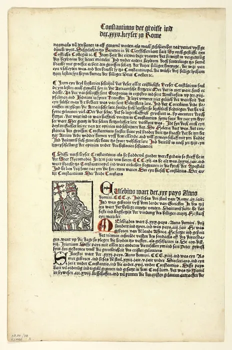 Framed Print : Pope Miltiades (recto) and Saint Gereon's Basilica (verso) from Koelner Chronik... 1929. Creators: Unknown, Johann Koelhoff the Younger, Wilhelm Ludwig Schreiber Framed Print : Pope Miltiades (recto) and Saint Gereon's Basilica (verso) from Koelner Chronik... 1929. Creators: Unknown, Johann Koelhoff the Younger, Wilhelm Ludwig Schreiber