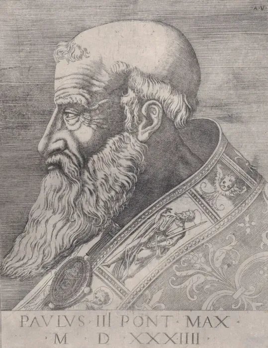 Framed Print : Pope Paul III, Bareheaded, dated 1534. Creator: Agostino Veneziano Framed Print : Pope Paul III, Bareheaded, dated 1534. Creator: Agostino Veneziano
