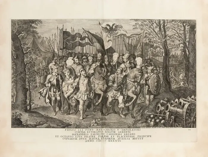 Framed Print : Pope Paul III with the imperial army fight the Protestant Lutherans, 1748. Creator: Prenner; Georg Kaspar; von (1720-1766) Framed Print : Pope Paul III with the imperial army fight the Protestant Lutherans, 1748. Creator: Prenner; Georg Kaspar; von (1720-1766)