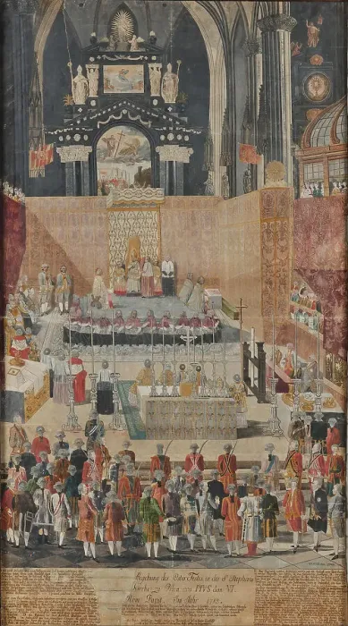 Framed Print : Pope Pius VI celebrates the Easter Holy Mass in St. Stephen's Cathedral in Vienna... 1782, 1788. Creator: Anonymous Framed Print : Pope Pius VI celebrates the Easter Holy Mass in St. Stephen's Cathedral in Vienna... 1782, 1788. Creator: Anonymous