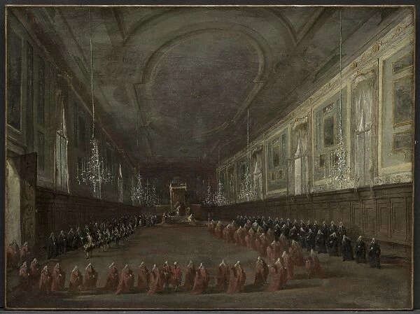 Pope Pius VI Descending the Throne to Take Leave of the Doge in the Hall... c. 1783