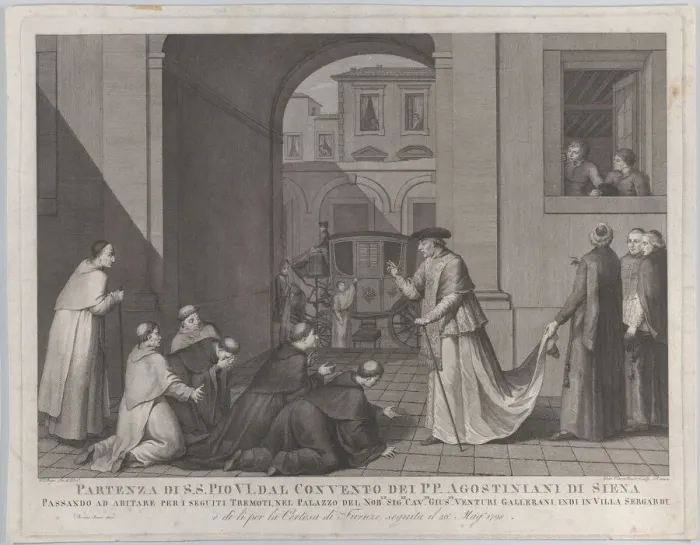 Framed Print : Pope Pius VI taking leave of the Augustinian monks in Siena, 1801 Framed Print : Pope Pius VI taking leave of the Augustinian monks in Siena, 1801