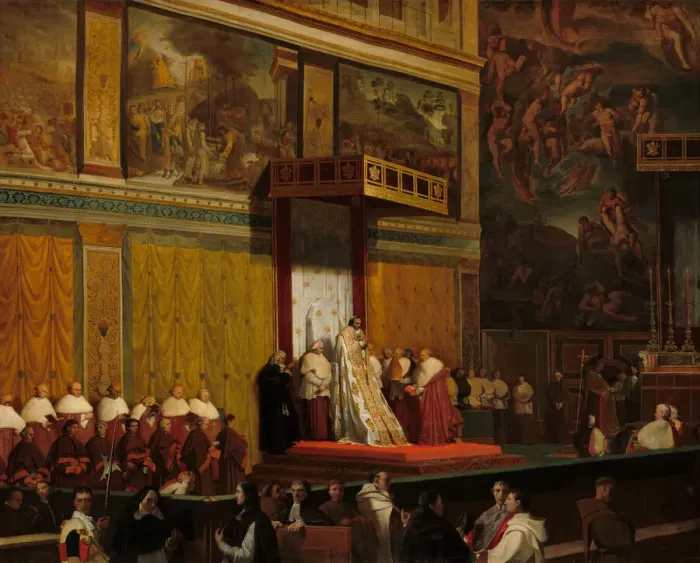Framed Print : Pope Pius VII in the Sistine Chapel, 1814. Creator: Jean-Auguste-Dominique Ingres Framed Print : Pope Pius VII in the Sistine Chapel, 1814. Creator: Jean-Auguste-Dominique Ingres