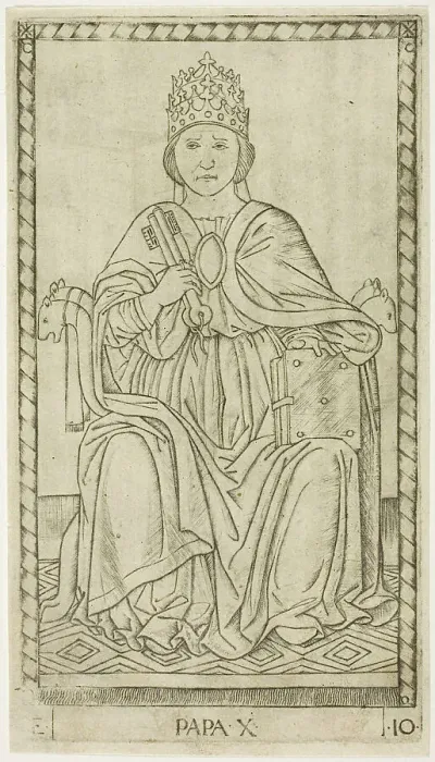 Framed Print : The Pope, plate ten from The Ranks and Conditions of Men, c.1465. Creator: Unknown