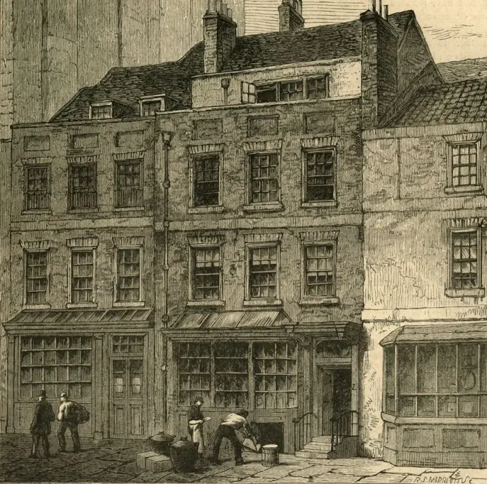 Framed Print : Popes House, Plough Court, Lombard Street (1860), (1897). Creator: Unknown