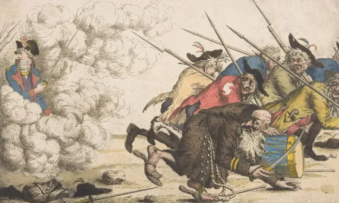 Framed Print : The Popes Rear Guard or the Fright of the Reverend Father Corporal (Arriere... late 18th century. Creator: Anon) Framed Print : The Popes Rear Guard or the Fright of the Reverend Father Corporal (Arriere... late 18th century. Creator: Anon)