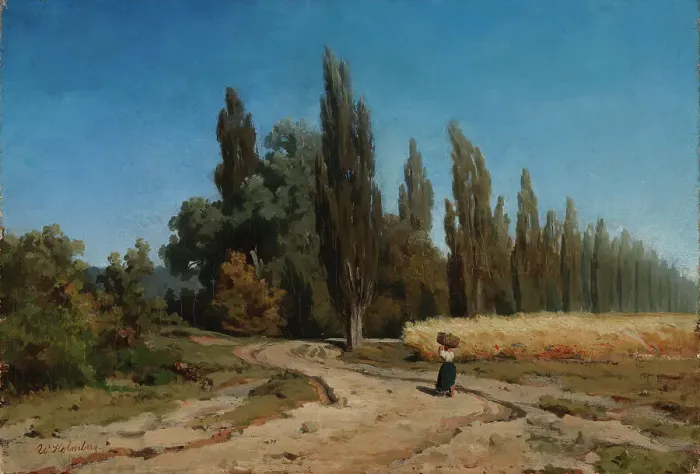 Framed Print : Poplar alley, 1856. Creator: Werner Holmberg Framed Print : Poplar alley, 1856. Creator: Werner Holmberg