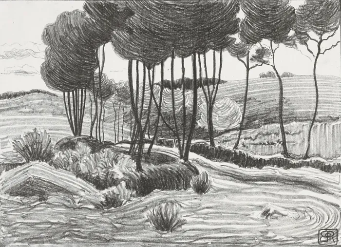 Framed Print : The Poplars, 1893-1894. Creator: Robert Polhill Bevan Framed Print : The Poplars, 1893-1894. Creator: Robert Polhill Bevan