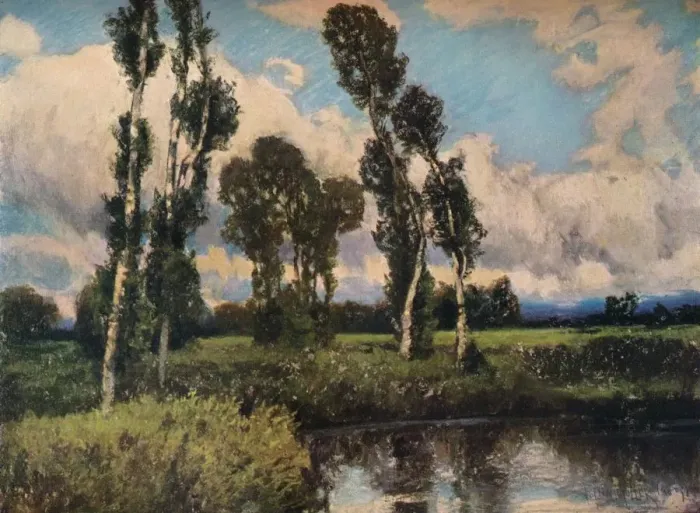Framed Print : The Poplars, c1910. Artist: Ferdinand Engelmuller Framed Print : The Poplars, c1910. Artist: Ferdinand Engelmuller