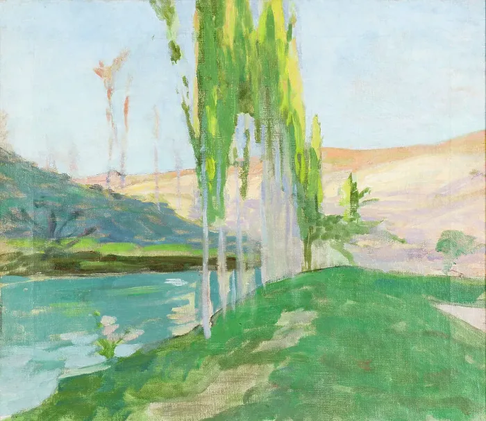 Framed Print : Poplars Growing near a Watercourse. Creator: Sven Richard Bergh Framed Print : Poplars Growing near a Watercourse. Creator: Sven Richard Bergh