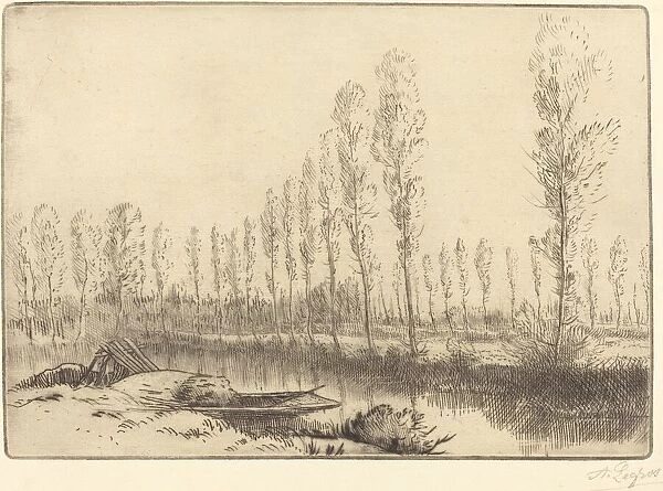 Poplars near Amiens (Pres d Amiens, les tourbieres). Creator: Alphonse Legros