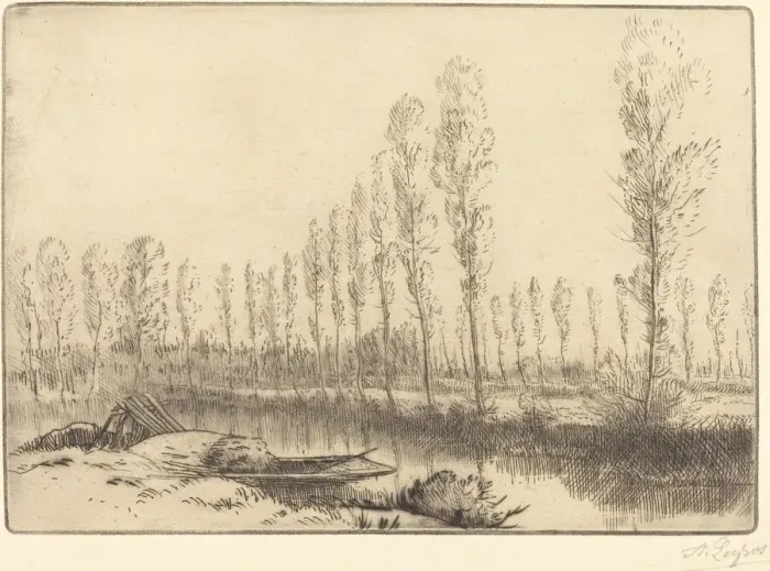 Framed Print : Poplars near Amiens (Pres d Amiens, les tourbieres). Creator: Alphonse Legros Framed Print : Poplars near Amiens (Pres d Amiens, les tourbieres). Creator: Alphonse Legros