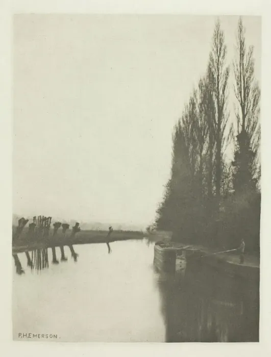 Framed Print : Poplars and Pollards on the Lea, Near Broxbourne, 1880s. Creator: Peter Henry Emerson Framed Print : Poplars and Pollards on the Lea, Near Broxbourne, 1880s. Creator: Peter Henry Emerson