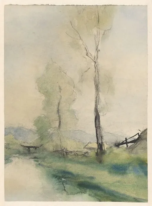 Framed Print : Poplars by a stream, 1867-1931. Creator: Pieter H.J.J. Ras Framed Print : Poplars by a stream, 1867-1931. Creator: Pieter H.J.J. Ras