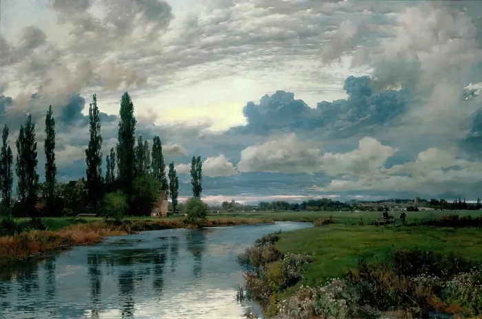 Framed Print : Poplars in the Thames Valley, c1870-1910. Creator: Alfred William Parsons Framed Print : Poplars in the Thames Valley, c1870-1910. Creator: Alfred William Parsons