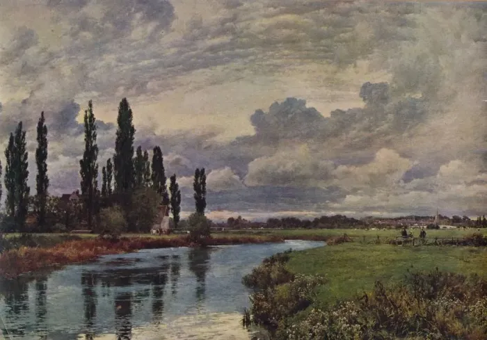 Framed Print : Poplars in the Thames Valley, late 19th century, (1935). Creator: Alfred William Parsons Framed Print : Poplars in the Thames Valley, late 19th century, (1935). Creator: Alfred William Parsons