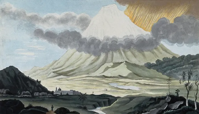 Framed Print : Popocatapetl, Mexico: a flank eruption of the volcano, showing the lateral blast. Creator: Unknown Framed Print : Popocatapetl, Mexico: a flank eruption of the volcano, showing the lateral blast. Creator: Unknown