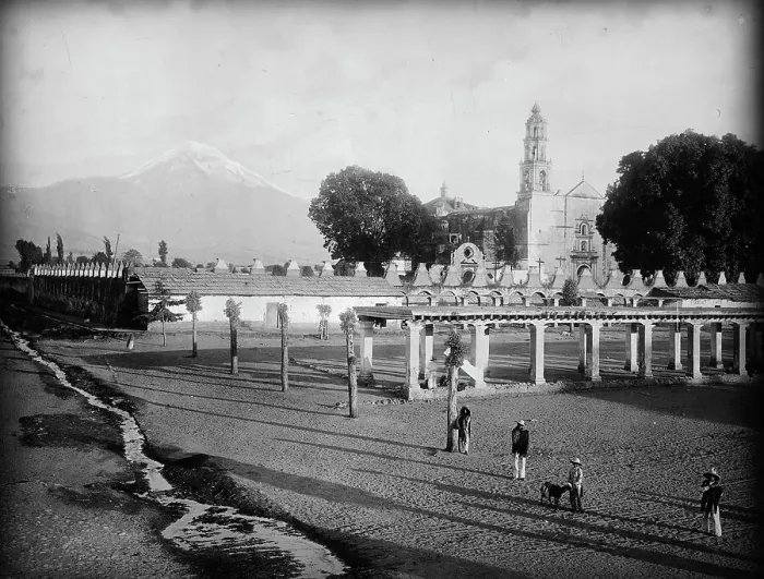 Framed Print : Popocatepetl from the plaza, Amecameca, between 1880 and 1897. Creator: William H. Jackson Framed Print : Popocatepetl from the plaza, Amecameca, between 1880 and 1897. Creator: William H. Jackson