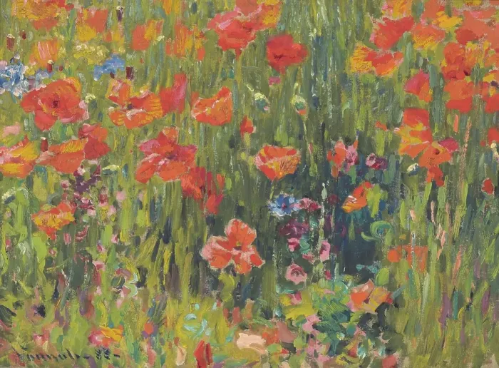 Framed Print : Poppies, 1888. Creator: Robert William Vonnoh Framed Print : Poppies, 1888. Creator: Robert William Vonnoh