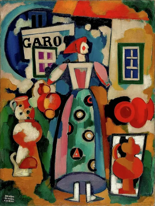 Framed Print : Popular Song - The Russian Woman and 'Figaro', c1916. Creator: Souza-Cardoso, Amadeo de (1887-1918) Framed Print : Popular Song - The Russian Woman and 'Figaro', c1916. Creator: Souza-Cardoso, Amadeo de (1887-1918)