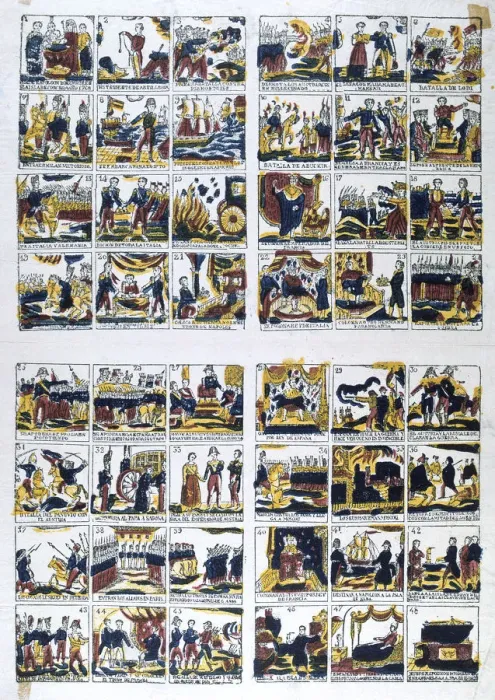 Framed Print : Popular Spanish view of Napoleons life, 19th century Framed Print : Popular Spanish view of Napoleons life, 19th century