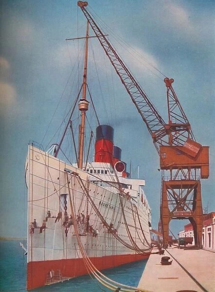 One of the Most Popular Transatlantic Liners, the Mauretania at Southampton, 1937