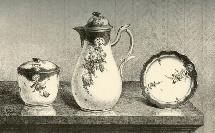 Framed Print : Porcelain coffee set, mid-late 18th century, (1903). Creator: Unknown