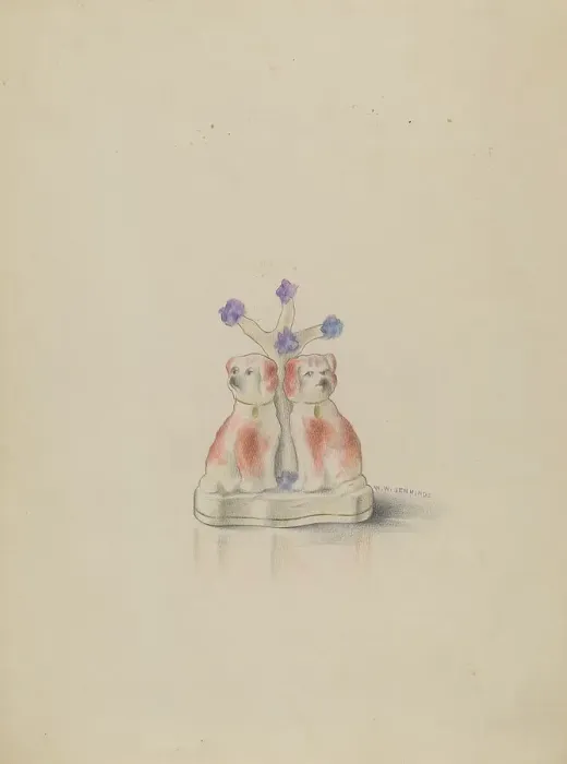 Framed Print : Porcelain Dogs, 1935 / 1942. Creator: Walter W. Jennings Framed Print : Porcelain Dogs, 1935 / 1942. Creator: Walter W. Jennings
