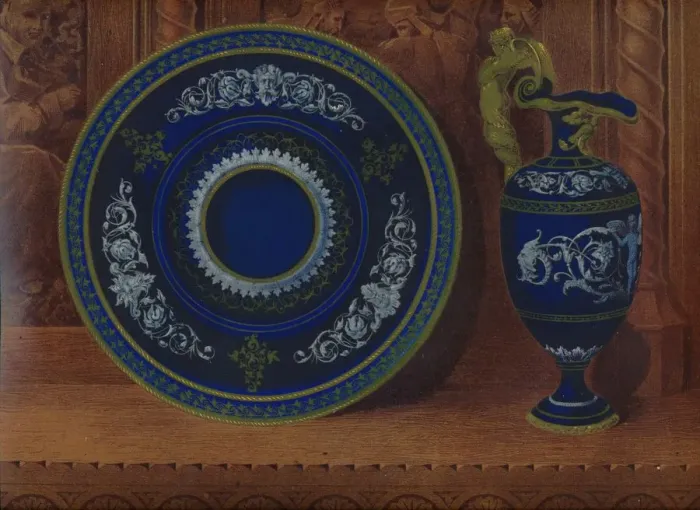 Framed Print : Porcelain Ewer & Plateau, 1863. Artist: Robert Dudley Framed Print : Porcelain Ewer & Plateau, 1863. Artist: Robert Dudley