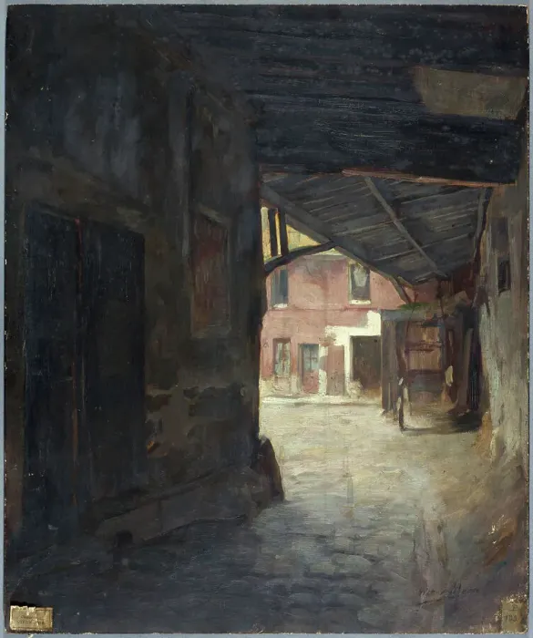 Framed Print : Porch of the Cheval-Blanc inn, rue Mazet, 1898. Creator: Victor Marec Framed Print : Porch of the Cheval-Blanc inn, rue Mazet, 1898. Creator: Victor Marec