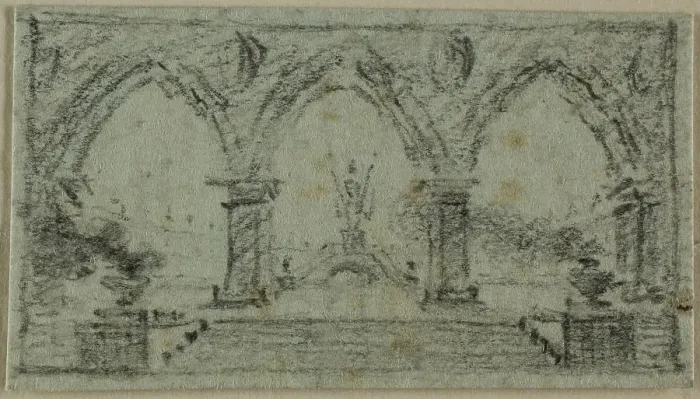 Framed Print : Porch with Gothic Arches, n.d. Creator: Domenico Quaglio II Framed Print : Porch with Gothic Arches, n.d. Creator: Domenico Quaglio II